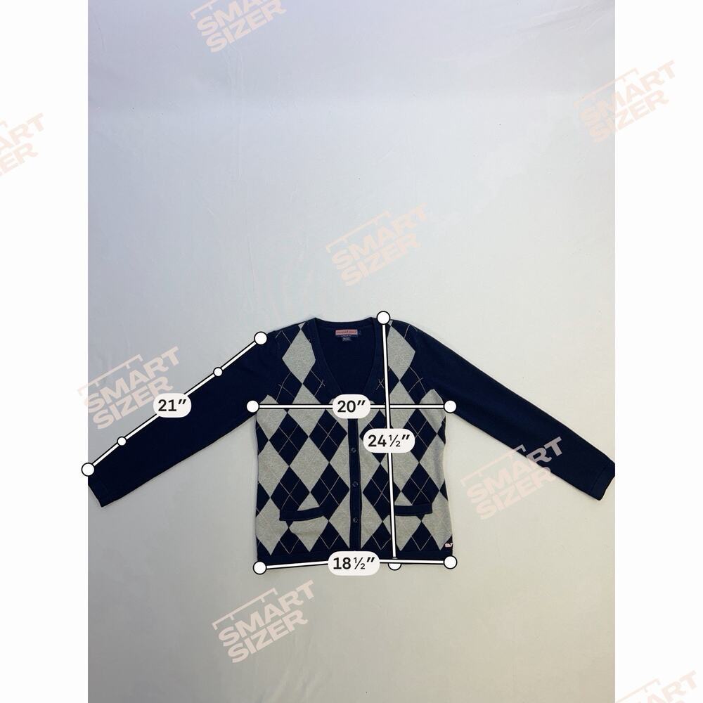 Vineyard Vines Argyle Cardigan Womens Sz L Navy Pink Gray Cashmere Cotton Preppy - Picture 8 of 8